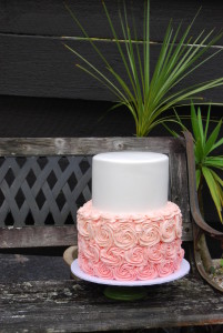 ombre rosette wedding cake