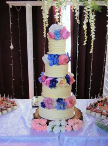 4 tier with silk flowers