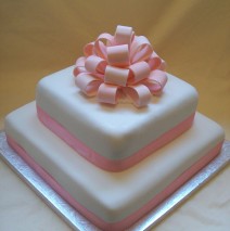 Large Pink Bow Wedding Cake $599