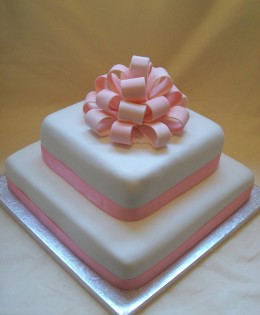 Large Pink Bow Wedding Cake $599