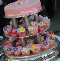 Cupcake Tower with topper cake $495