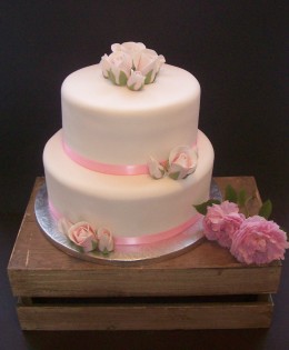 Classic Roses Wedding Cake $599