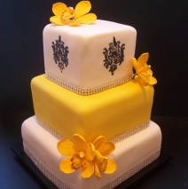 Orhid & Demask Wedding Cake $699