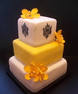 Orhid & Demask Wedding Cake $699