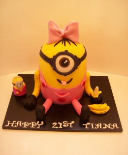 Girl Minion Cake with text $335