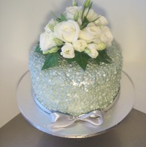 Silver Sequin Cake $299 (seasonal flowers)