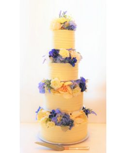 4 Tier Wedding Cake (silk flowers) $749