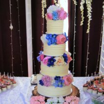 Four Tier with Silk Flowers $695