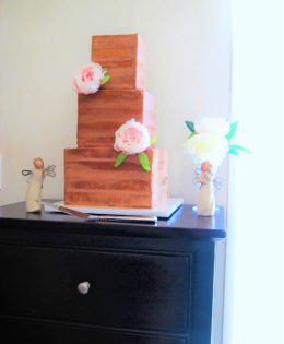 Square Semi Naked Wedding Cake $650