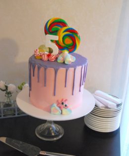 Candy Chaos Drizzle Cake $195