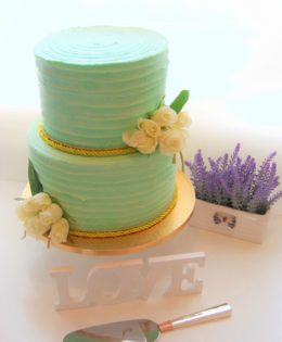 Aqua Rustic Wedding Cake $499