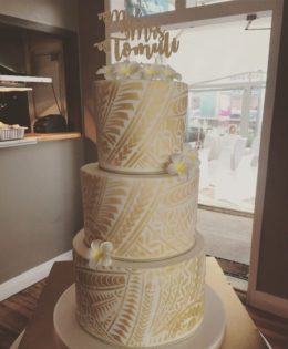 Island Stencil Wedding Cake $695
