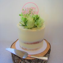 Fresh flowers Cake  with sign $279