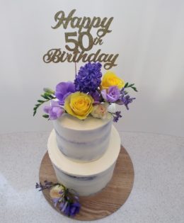 50th 2 tier Semi Naked Cake $399